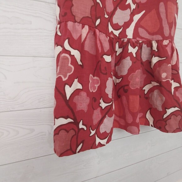 Rhode Sleeveless Dress Size 4 Red Floral Linen Midi Dress - Picture 4 of 7